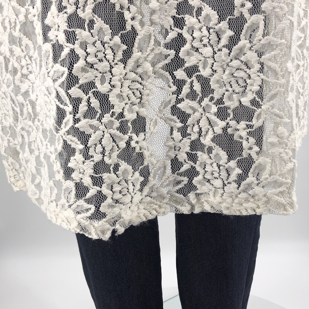 Mauve Cream Long Lace Cardigan Size XLarge - Picture 7 of 8